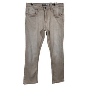 BKE Jake Straight Jeans Mens 34 Khaki Tan Stretch Regular Fit Mid Rise Buckle